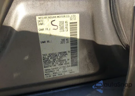 2015 Nissan Altima 2.5 Sv из США, поврежденный, VIN 1N4AL3AP4FC278194